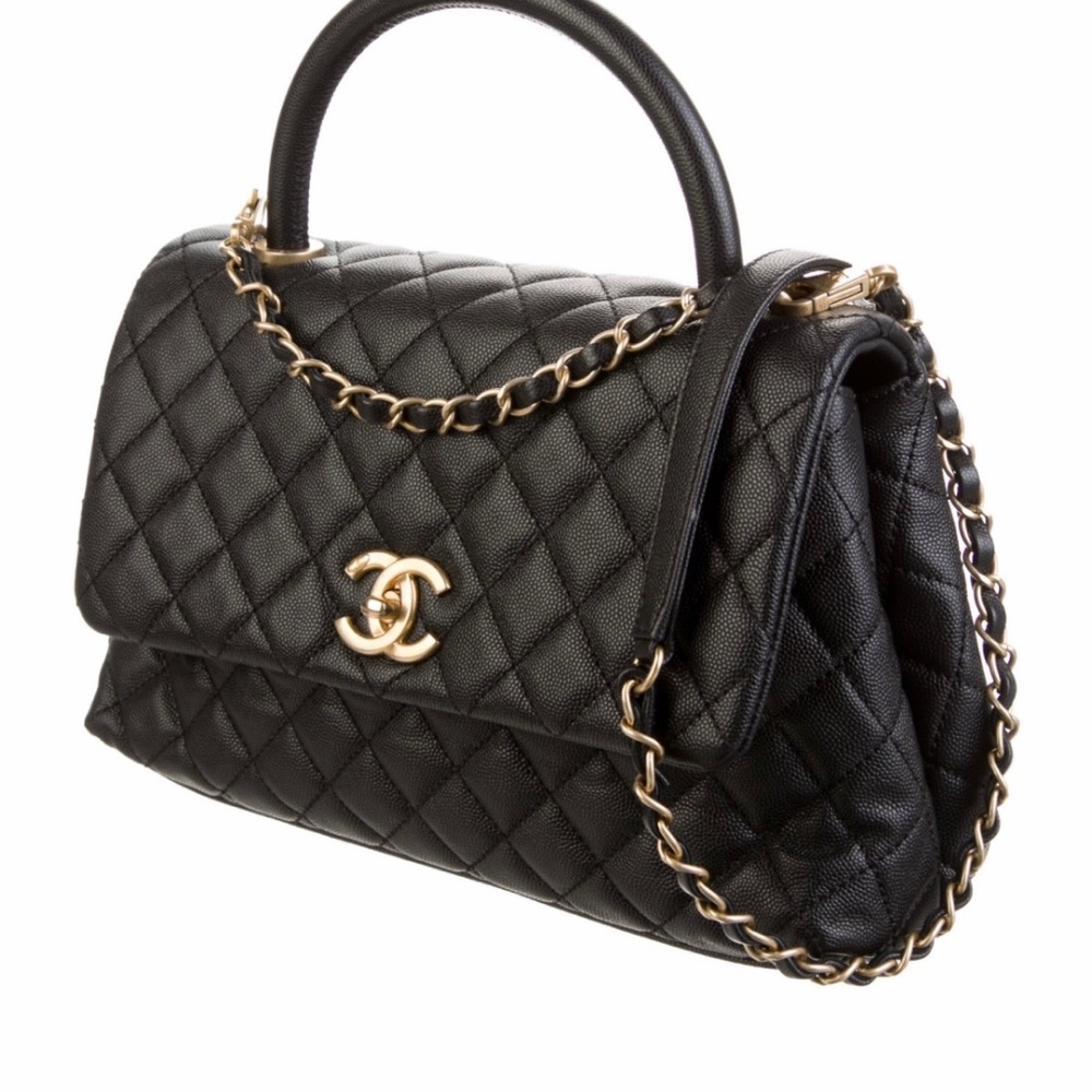Chanel Black Quilted Shoulder Bag with Gold Accents